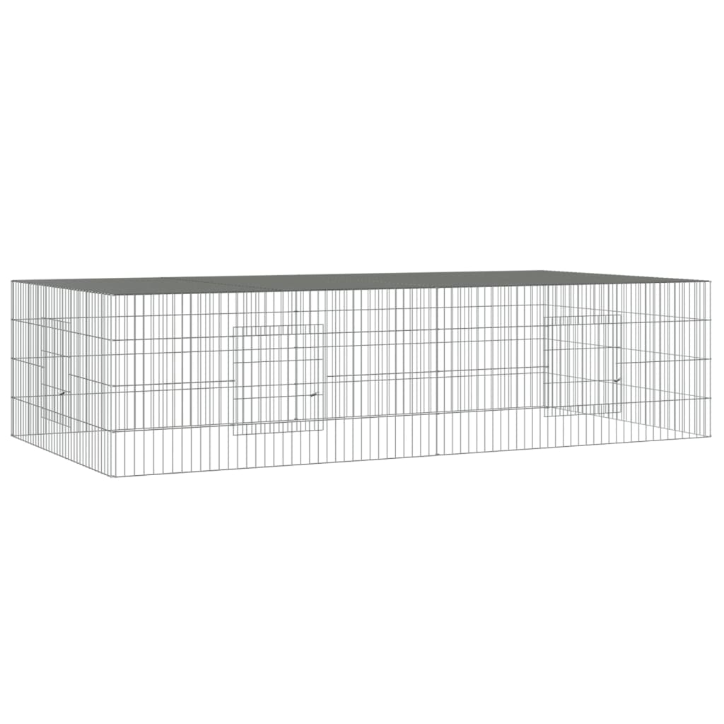 vidaXL Rabbit Cage Small Animal Run Hutch Playpen Enclosure Galvanized Iron