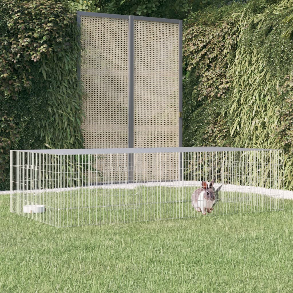 vidaXL Rabbit Cage Small Animal Run Hutch Playpen Enclosure Galvanized Iron