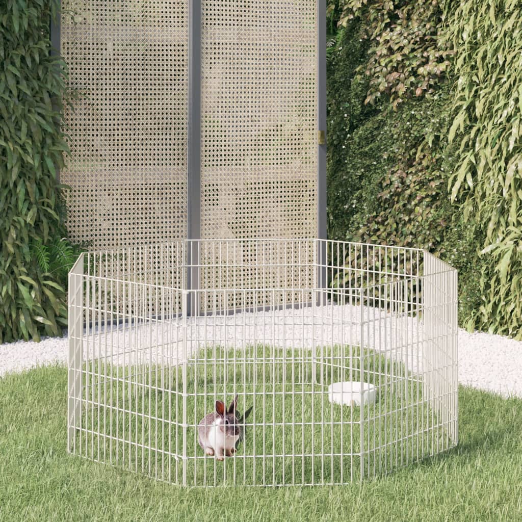 vidaXL Free Range Animal Enclosure 8-Panel 21.3"x23.6" Galvanized Iron