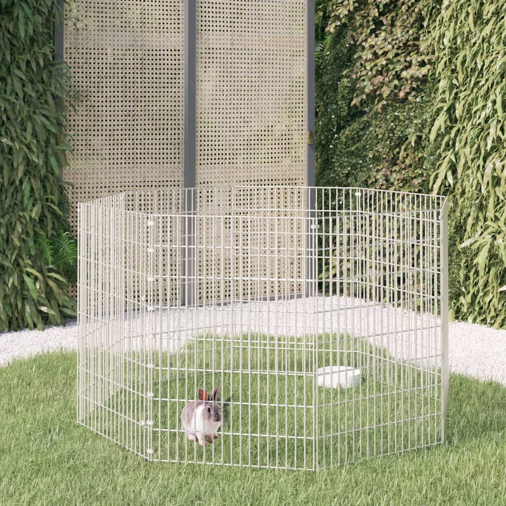 vidaXL Free Range Animal Enclosure 8-Panel 21.3"x31.5" Galvanized Iron