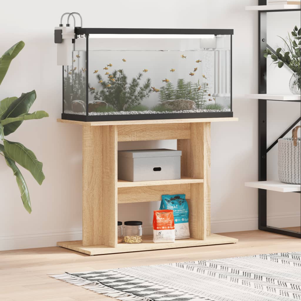 NNEVL Aquarium Stand Sonoma Oak 80x35x60 cm Engineered Wood
