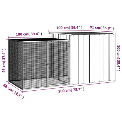 vidaXL Rabbit Cage Anthracite 78.7"x35.8"x39.4" Galvanized Steel