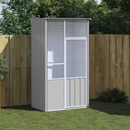 vidaXL Bird Cage Outdoor Bird Aviary Large Parrot Cage House Galvanized Steel-5