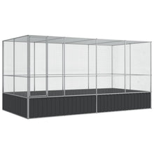 vidaXL Aviary Outdoor Bird House Parrot Cage Rabbit Duck Chicken Silver Steel