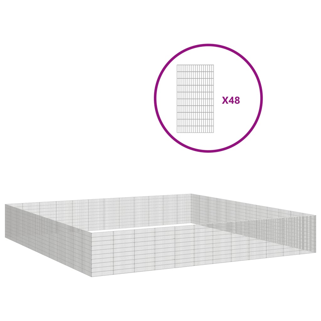 vidaXL Free Range Animal Enclosure 48-Panel 21.3"x39.4" Galvanized Iron