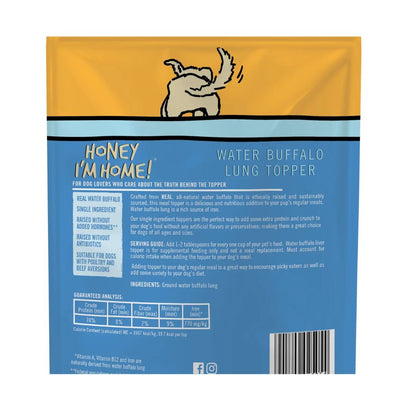 Honey I'm Home Dog Natural Water Buffalo Lip-smakin' Lung Food Topper