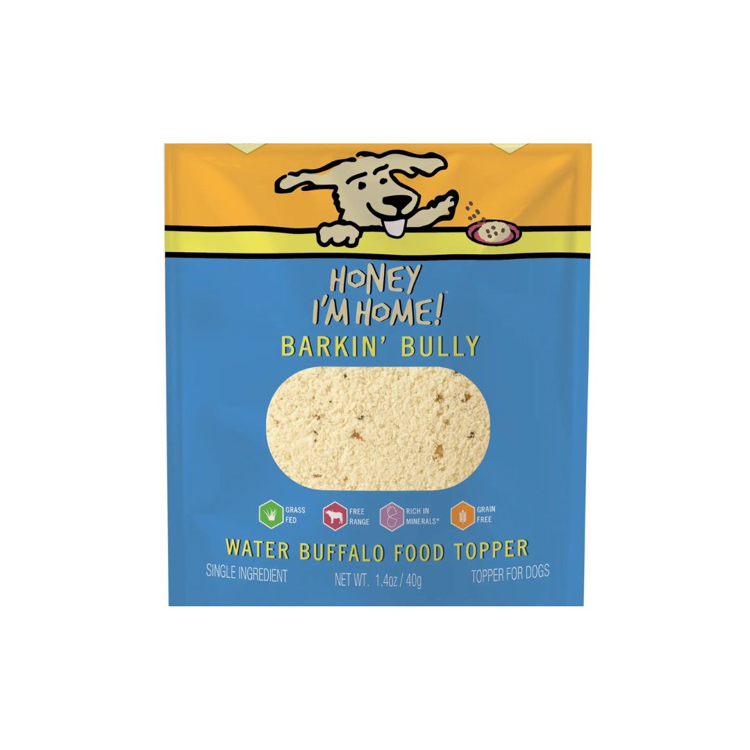 Honey I'm Home Dog Natural Water Buffalo Barkin' Bully Food Topper