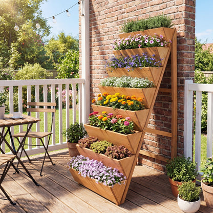 8-tier Vertical Raised Garden Bed Wood Elevated Planter Box with Legs
