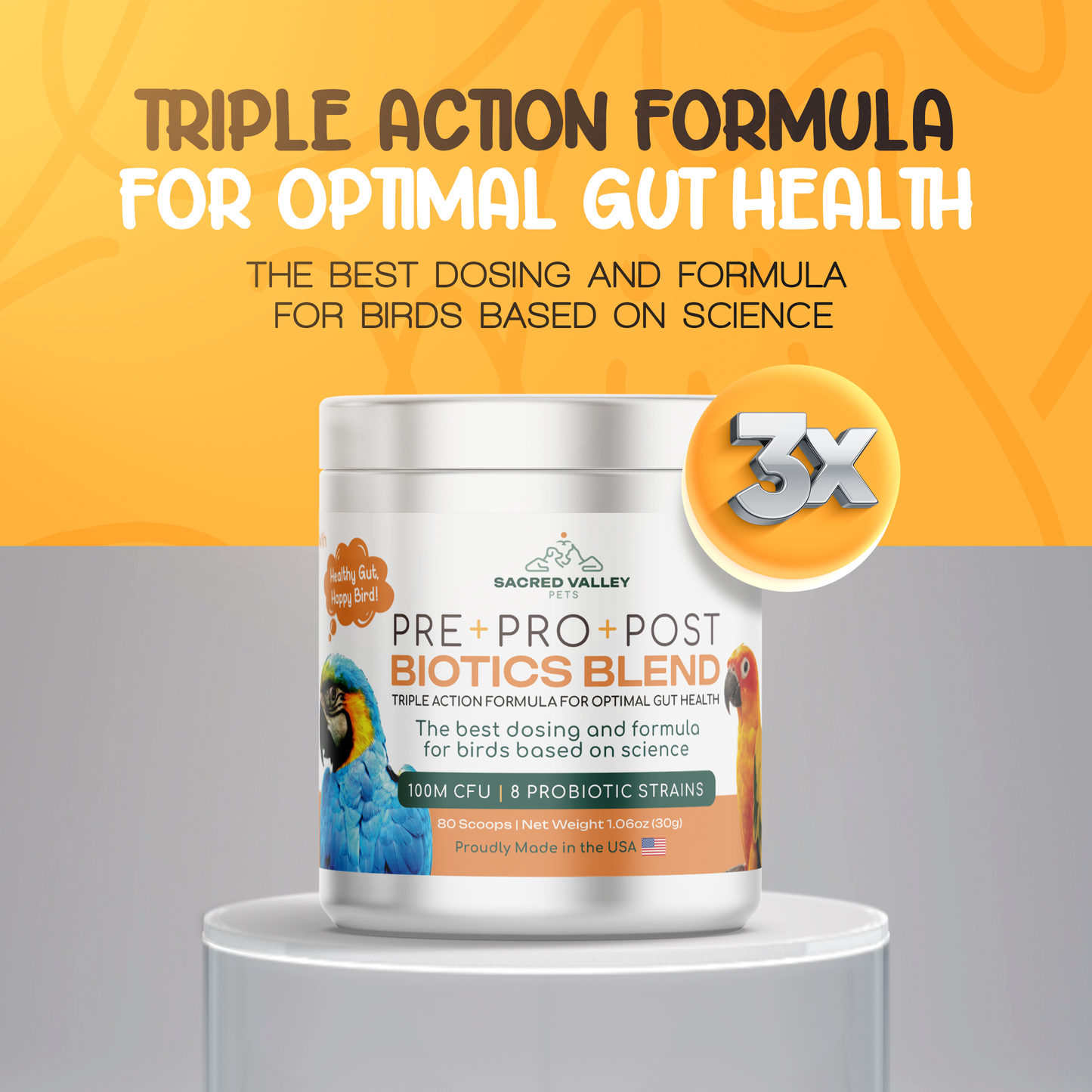 Organic Pre Pro Post Biotics Blend For Parrots 1 06Oz