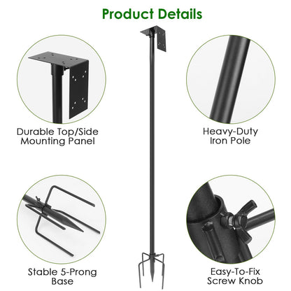 79.92in Bird House Pole Kit Height Adjustable Bird Feeder PoleÊMount Kit Heavy Duty Bird House Pole Set with 5 Prongs Base for Bird House Bird Feeder