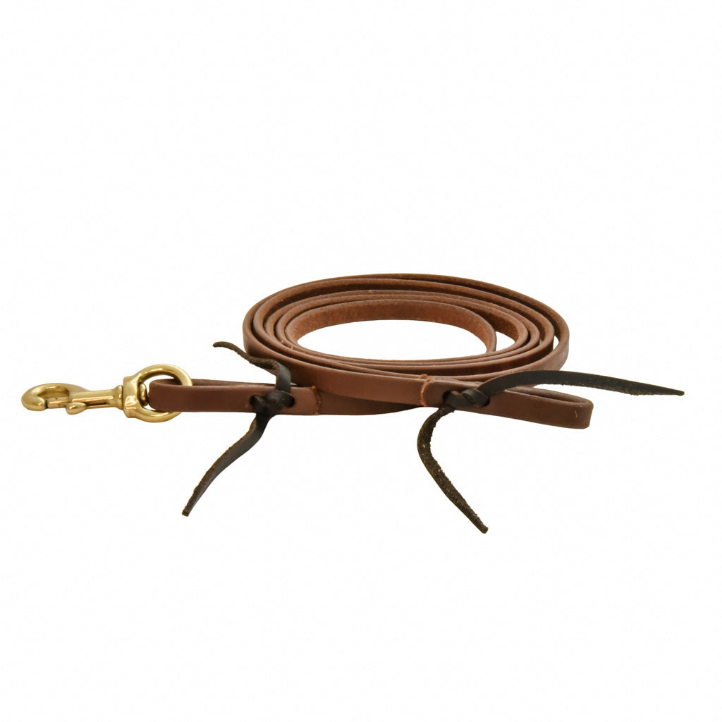 AJ Tack Oiled Harness Leather Flat Roper Reins - 1/2in x 8ft
