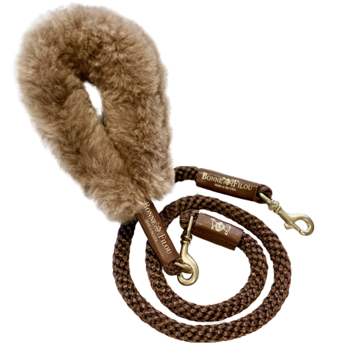 Bundle Shearling Fur Grip + Rope Leash for Dogs