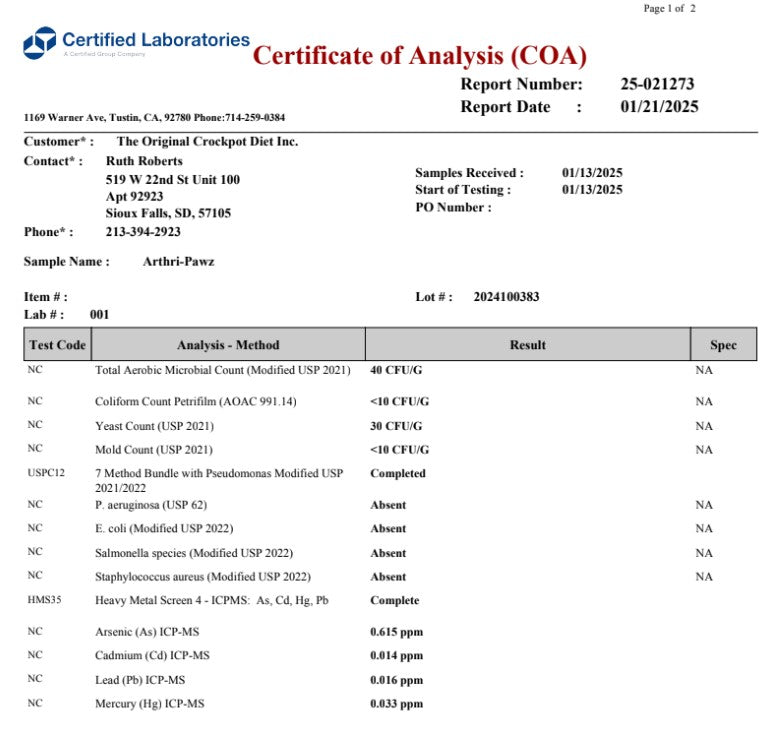 Arthri Pawz With Glucosamine For Cats And Dogs