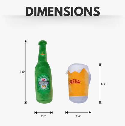 Beers Cheers Plush Dog Toy Gift Set With Squeaker Crinkle Paper For Fun Play