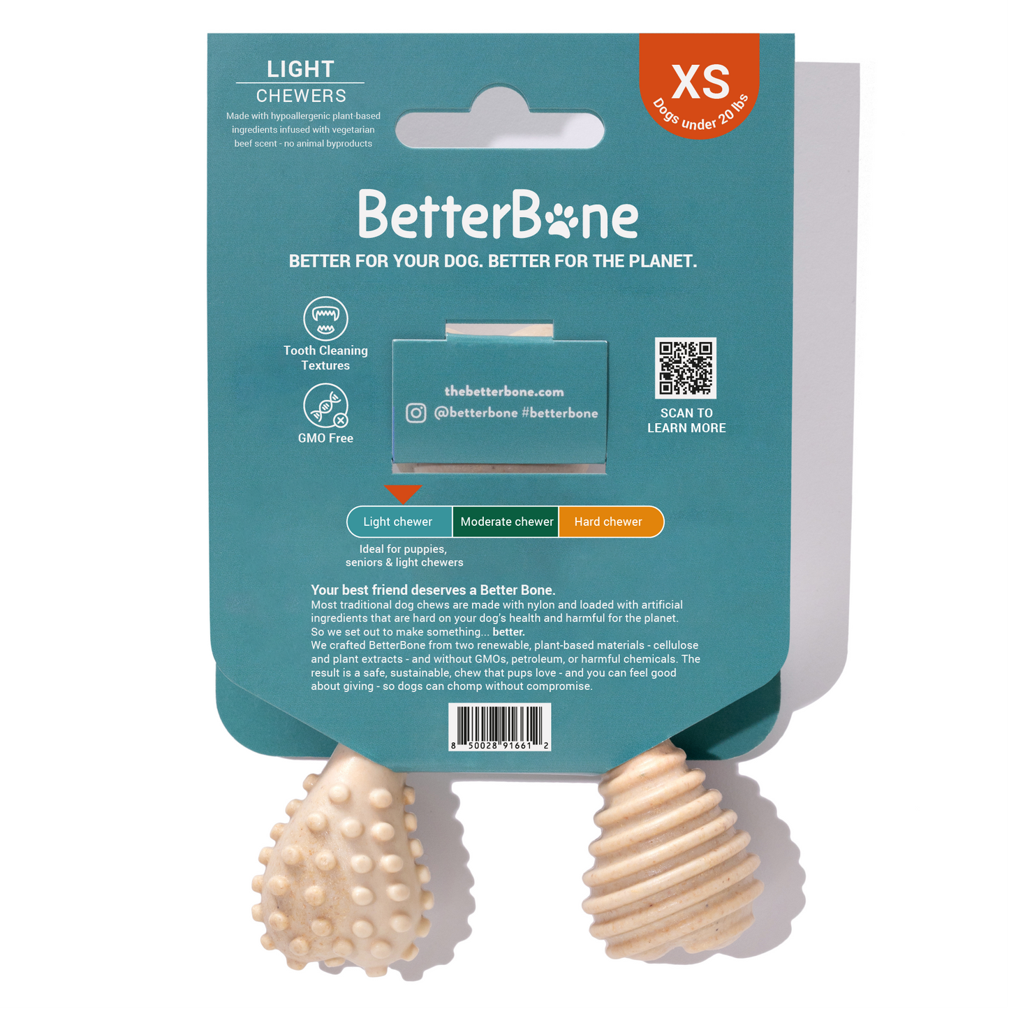BetterBone SOFT Durability CHEW TOY: Natural Ingredients, Perfect for Teething Puppies, Senior Dogs & Gentle Chewers