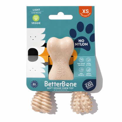 BetterBone SOFT Durability CHEW TOY: Natural Ingredients, Perfect for Teething Puppies, Senior Dogs & Gentle Chewers