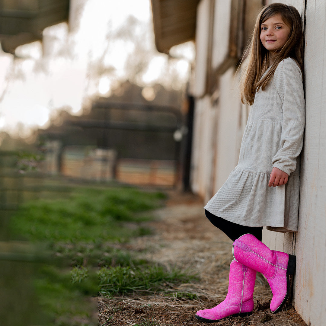 TuffRider Youth Pink Glitter Western Boot