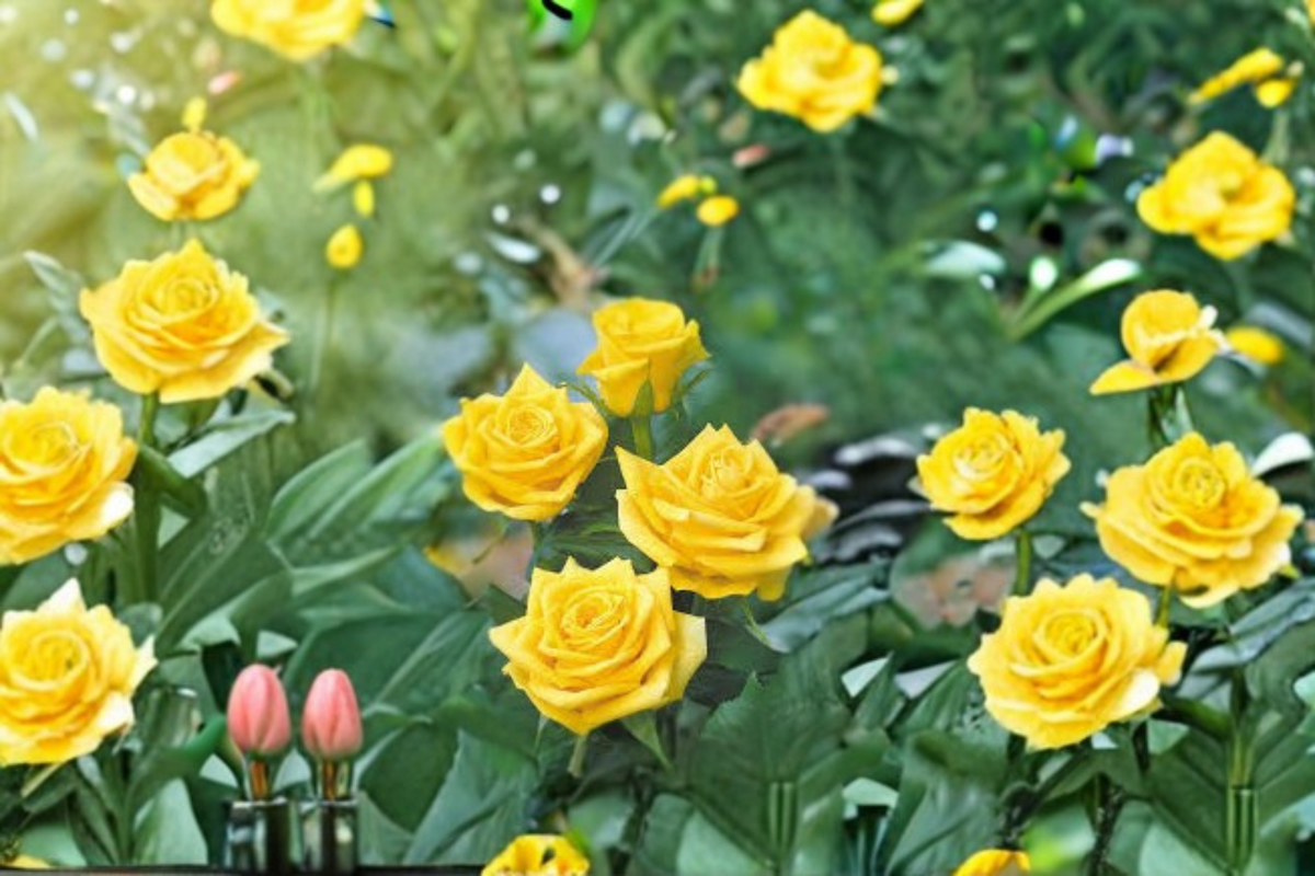 Golden Showers Climbing Rose 2 Gal Live Plant – Yellow Flowering Garden Vine for Trellis & Landscape, Rosa spp.