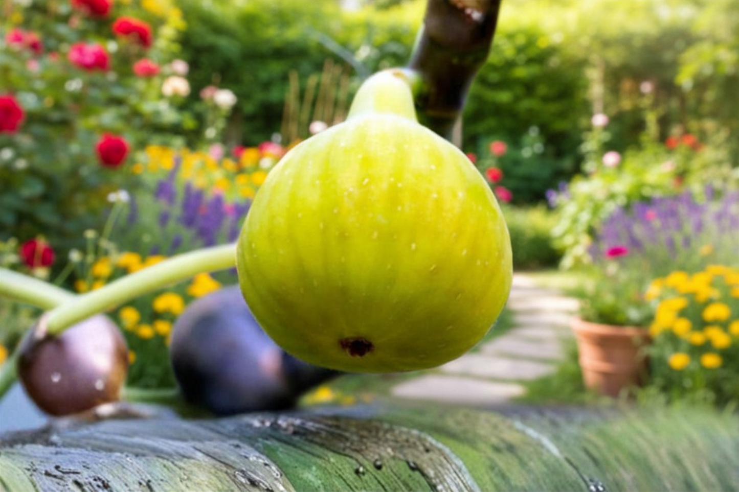 Yellow Long Neck Fig Tree Live Plant – 2 Ft Tall, Ficus carica 'Yellow Long Neck', Fruiting Tree for Backyard, Container Garden
