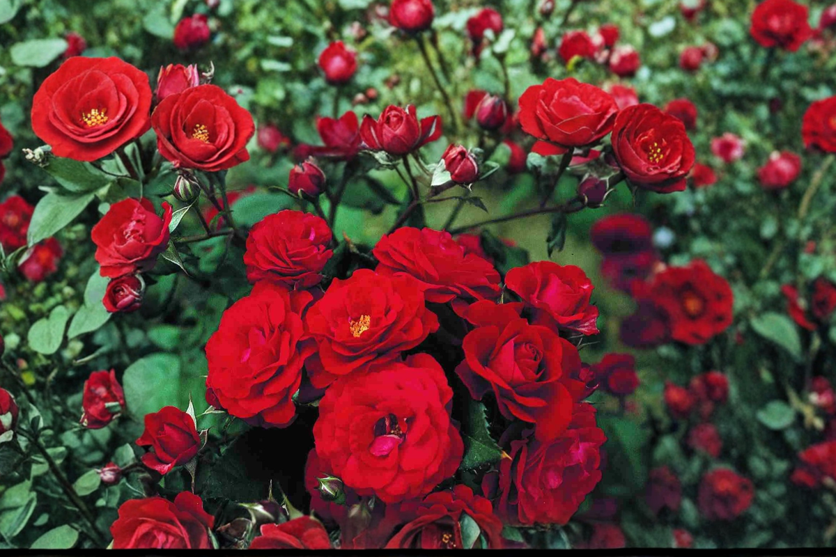 Miniature Rose Plant 2 Gal Red Bush, Compact Flowering Rose Rosa spp. for Garden & Patio