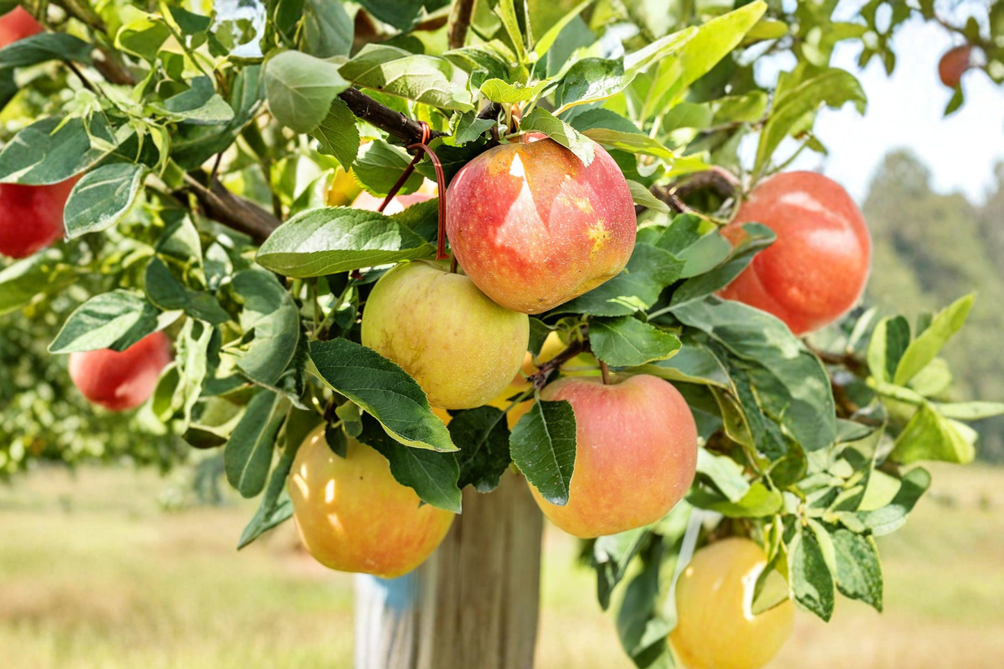 Ambrosia Apple Tree 4-6 Ft Live Fruit Tree, Red and Yellow Apples, Malus domestica, Home Orchard Plant