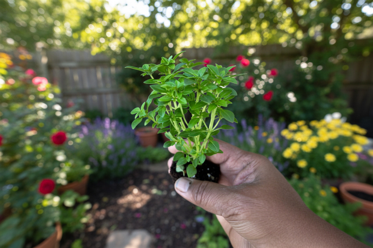 Organic Aristotle Basil Live Herb Plant – 4-7 Inch Rooted Starter, Compact Green Foliage, Culinary Herb, Ocimum basilicum