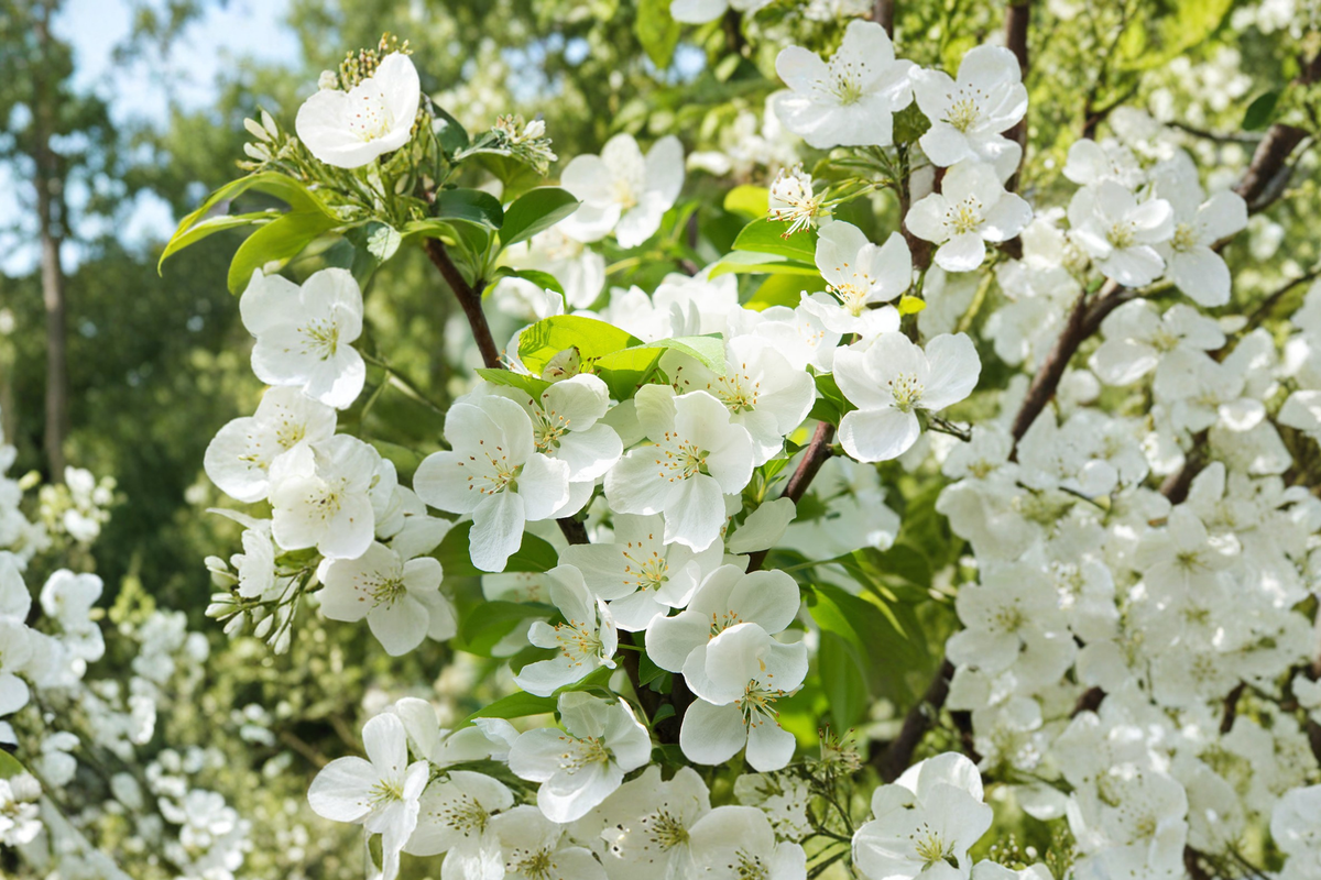Crabapple Tree Live Plant 4-6 Ft White Flowering Malus Sugar Tyme Ornamental Garden Tree