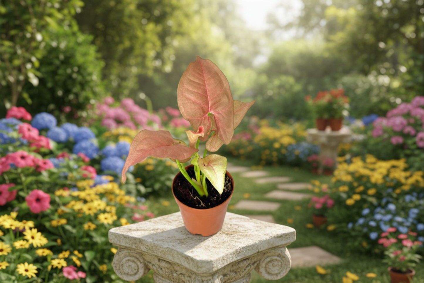Syngonium Neon Pink Live Plant, 2-Inch Pot, Pink Arrowhead Foliage, Tropical Houseplant, Indoor Plant Gift