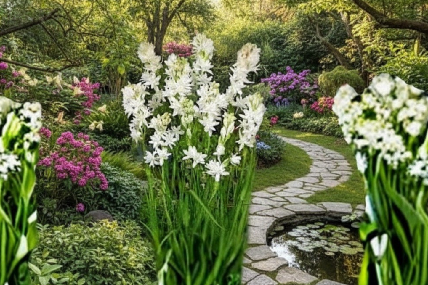 Single Tuberose Bulbs 6 Large White Flower Bulbs for Garden, Container Planting – Agave amica, Rajanigandha, Sampangi
