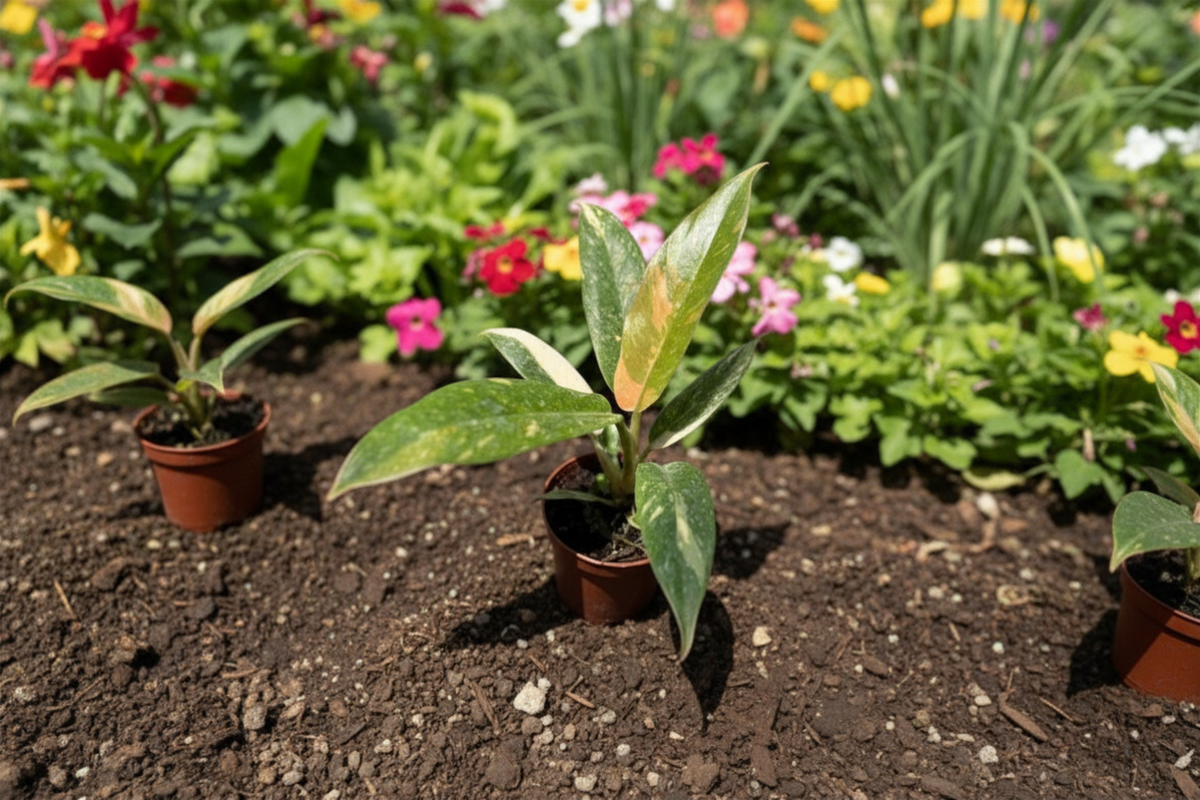 Philodendron Ring of Fire Live Plant in 2-Inch Pot, Variegated Tropical Houseplant, Rare Collector Aroid, Indoor Garden