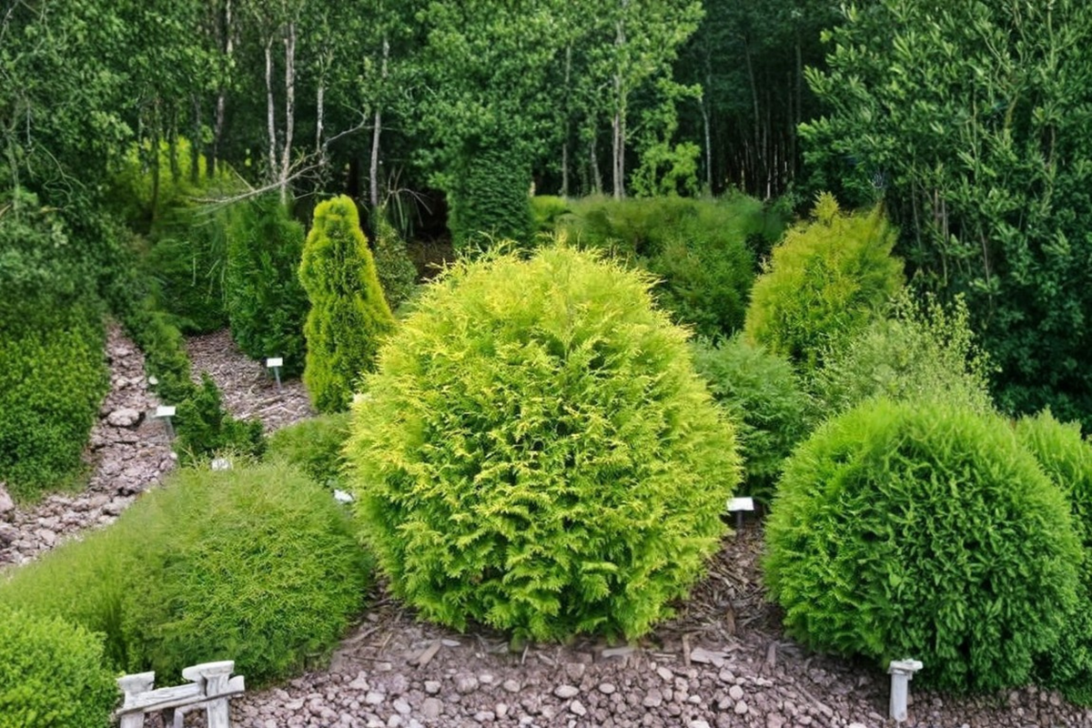 Golden Globe Arborvitae Live Plant 4-Inch Pot, Dwarf Evergreen Shrub, Thuja occidentalis ‘Aurea’, Compact Golden Foliage, Garden or Container Plant