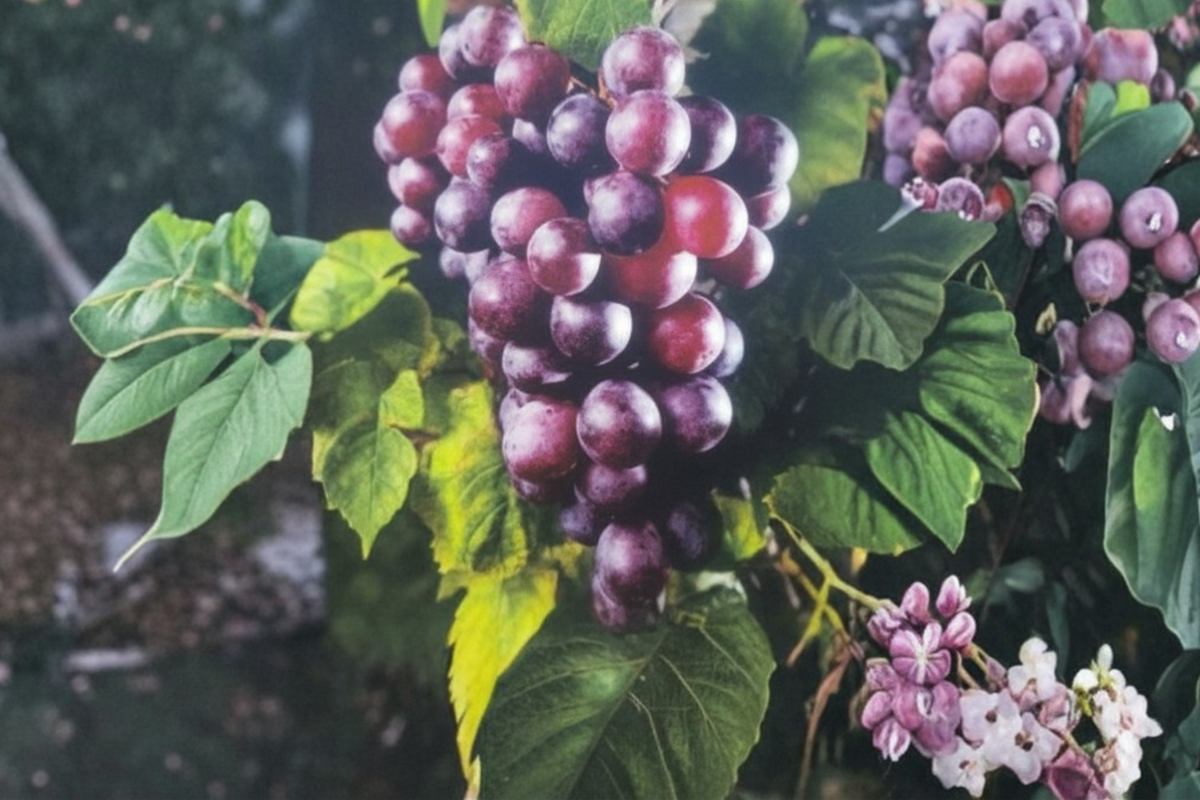 Black Ison’s Muscadine Grape Vine Live Plant 2-Gallon Pot, Climbing Fruit Vine, Vitis rotundifolia, Dark Purple Grapes