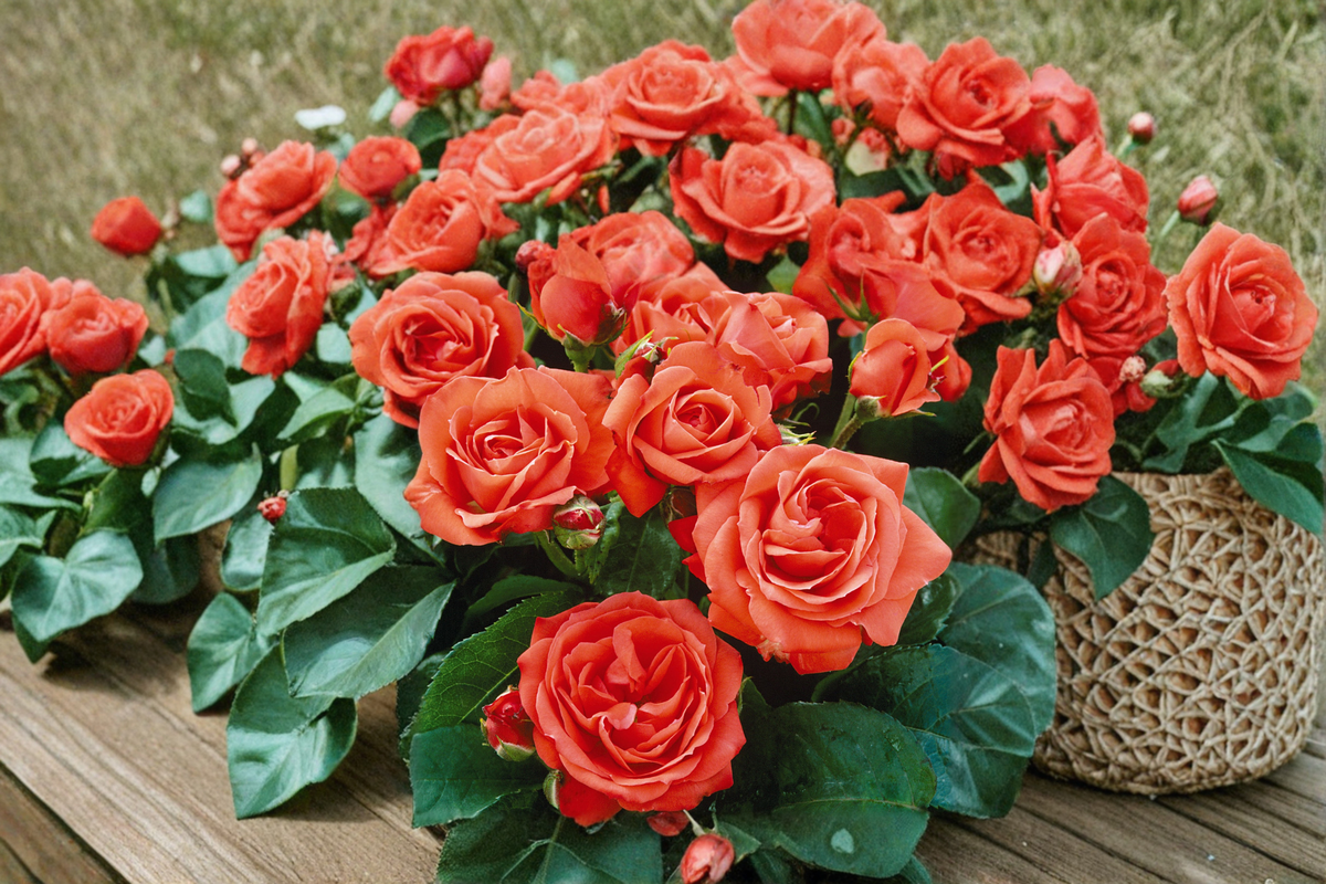 Floribunda Rose Live Plant 2 Gal Salmon Orange Everblooming Bush Garden Shrub Rosa spp.