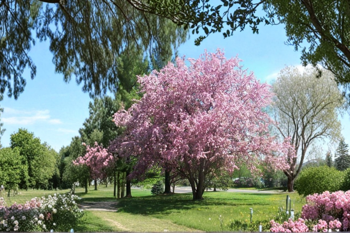 Live Pink Kwanzan Cherry Blossom Tree 4-6 Ft Prunus serrulata Ornamental Garden Tree