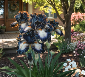 Bearded Iris Seeds – Midnight Gold-Edged Variety, Deep Blue Flowers with Gold Ruffled Petals, Iris germanica, Perennial Garden Plant