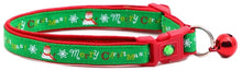 Merry Christmas Snowmen on Green Cat Collar