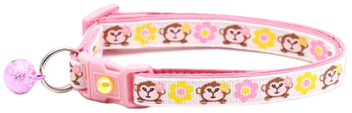 Monkeys with Pink and Yellow Flowers Cat Collar