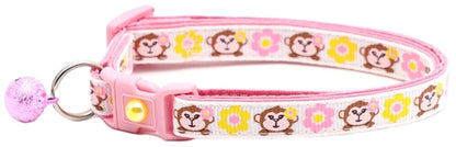 Monkeys with Pink and Yellow Flowers Cat Collar
