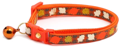 Fall Leaves on Plaid Breakaway Cat Collar