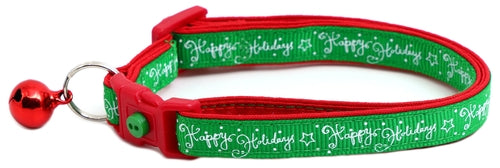 Happy Holidays on Green Cat Collar