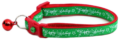 Happy Holidays on Green Cat Collar