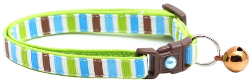 Green, Brown, and Blue Stripes Cat Collar