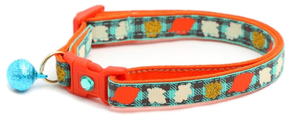Fall Leaves on Plaid Breakaway Cat Collar