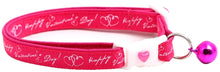 Happy Valentines Day on Bright Pink Cat Collar