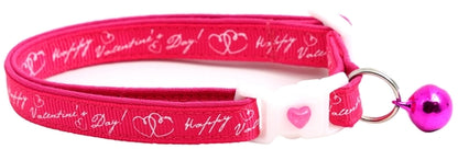 Happy Valentines Day on Bright Pink Cat Collar