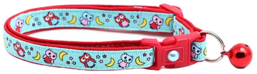 Night Owls on Blue Cat Collar