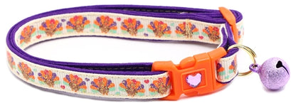 Glittery Turkeys and Hearts Breakaway Cat Collar