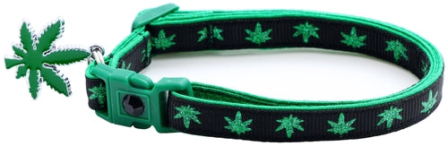 Marijuana Leaves Breakaway Cat Collar