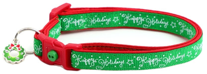 Happy Holidays on Green Cat Collar
