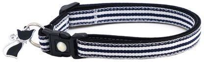 Horizontal Black and White Stripes Cat Collar